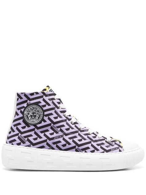 versace greca high top sneakers|versace greca embroidered sneakers.